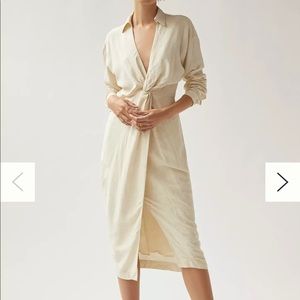 V-Neck Knot Front Midi Dress